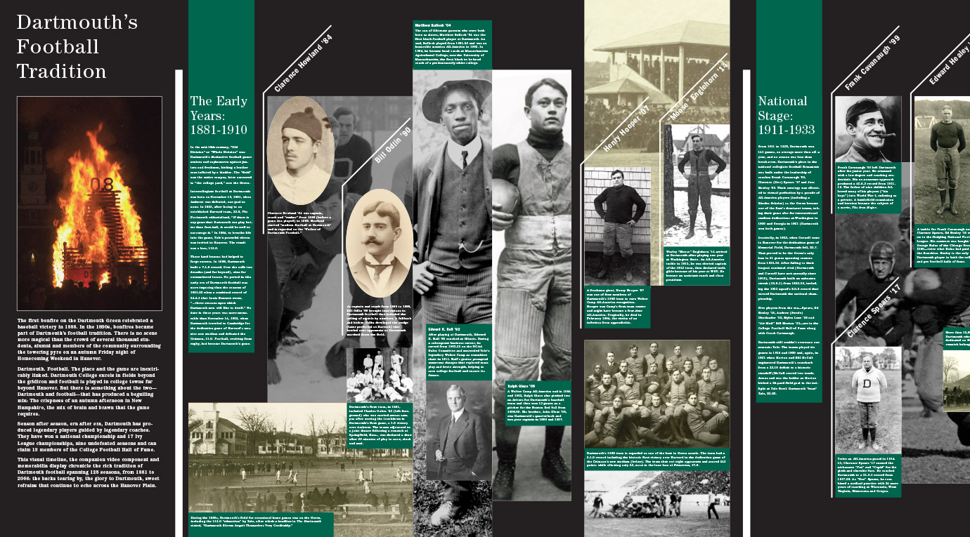 Dartmouth Football Timeline, Video Archive Kiosk and Memorabilia Exhibit